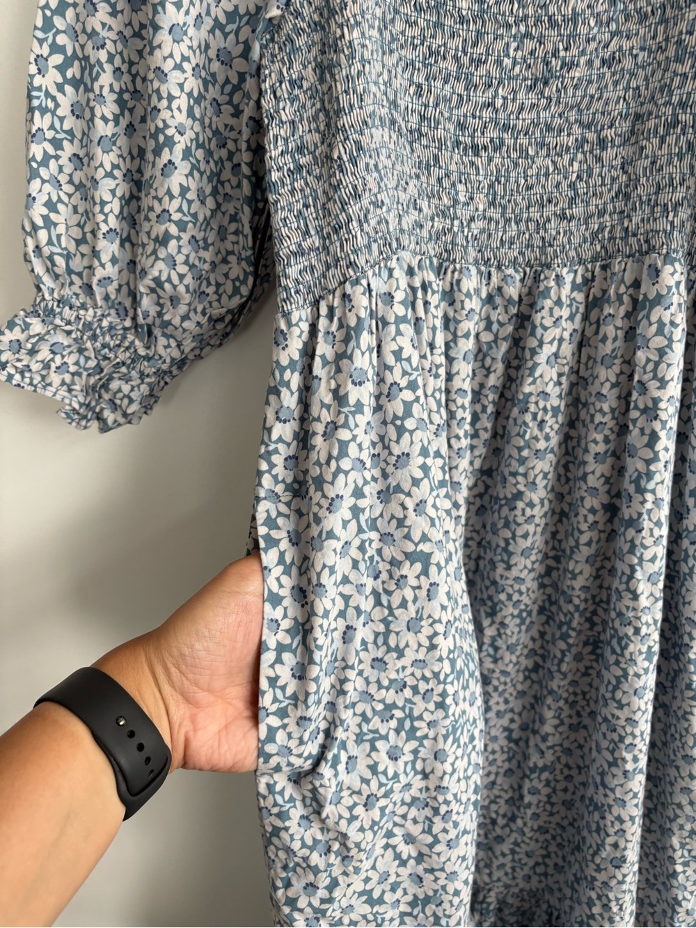 Madewell Lucie Elbow-Sleeve Smocked Midi Dress in Sunflower Field Sz Small - Picture 6 of 10